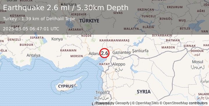 Earthquake CENTRAL TURKEY (2.6 ml) (2025-03-05 06:47:01 UTC)