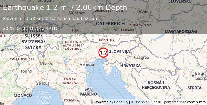 Earthquake SLOVENIA (1.2 ml) (2025-03-05 10:14:54 UTC)