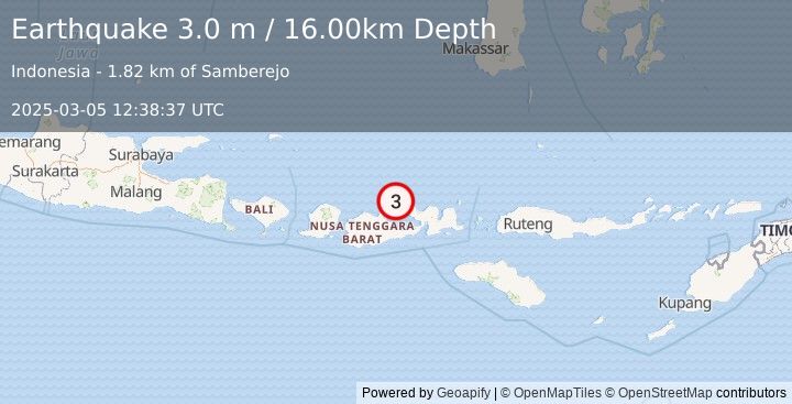 Earthquake SUMBAWA REGION, INDONESIA (3.0 m) (2025-03-05 12:38:37 UTC)