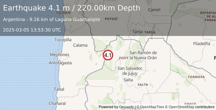 Earthquake ANTOFAGASTA, CHILE (4.0 m) (2025-03-05 13:53:34 UTC)