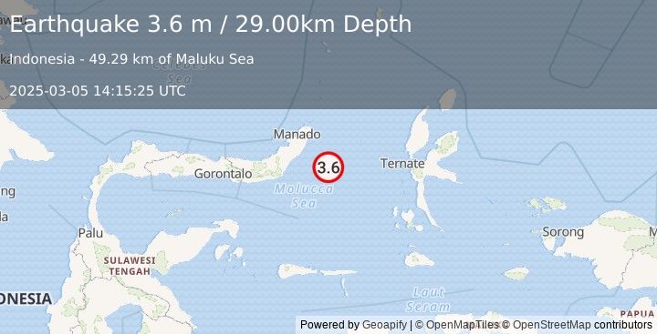 Earthquake MOLUCCA SEA (3.6 m) (2025-03-05 14:15:25 UTC)