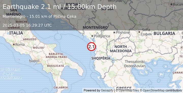 Earthquake ADRIATIC SEA (2.1 ml) (2025-03-05 16:29:27 UTC)