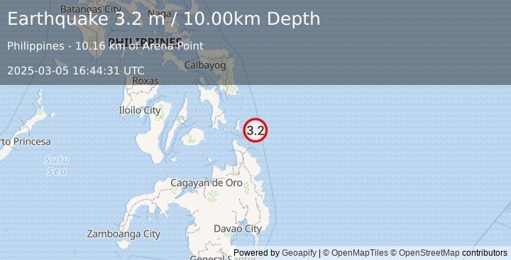 Earthquake PHILIPPINE ISLANDS REGION (3.2 m) (2025-03-05 16:44:31 UTC)