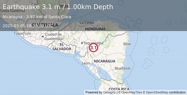 Earthquake NICARAGUA (3.1 m) (2025-03-05 18:29:50 UTC)