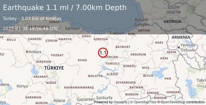 Earthquake EASTERN TURKEY (1.1 ml) (2025-03-05 19:56:48 UTC)