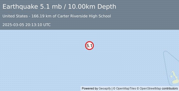 Earthquake WEST OF GALAPAGOS ISLANDS (5.3 mw) (2025-03-05 20:13:08 UTC)