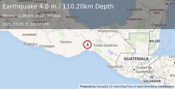 Earthquake OAXACA, MEXICO (4.0 m) (2025-03-05 21:53:12 UTC)