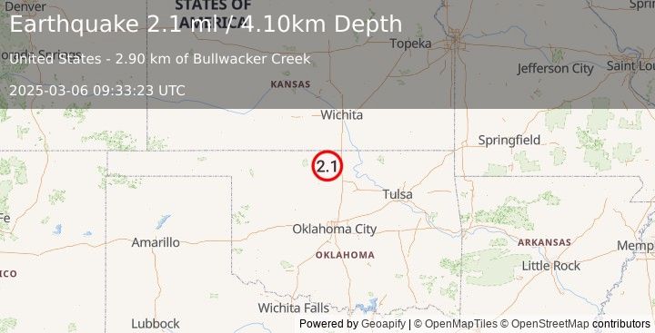 Earthquake OKLAHOMA (2.1 ml) (2025-03-06 09:33:24 UTC)