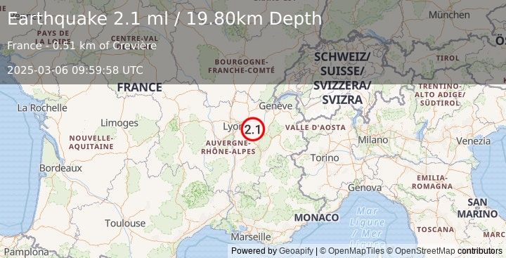 Earthquake FRANCE (2.1 ml) (2025-03-06 09:59:58 UTC)