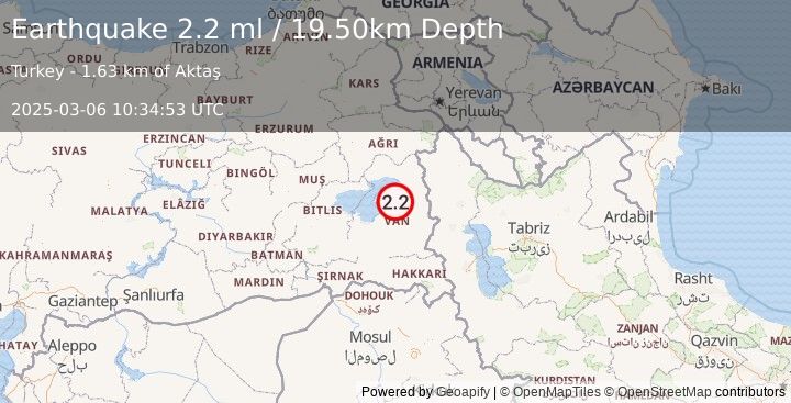 Earthquake EASTERN TURKEY (2.2 ml) (2025-03-06 10:34:53 UTC)