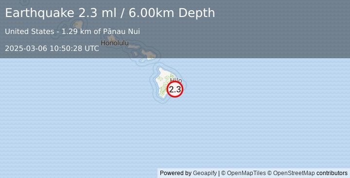 Earthquake ISLAND OF HAWAII, HAWAII (2.3 ml) (2025-03-06 10:50:28 UTC)