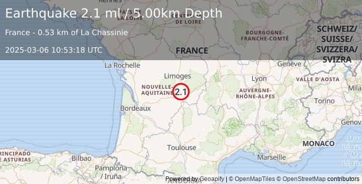 Earthquake FRANCE (2.1 ml) (2025-03-06 10:53:18 UTC)