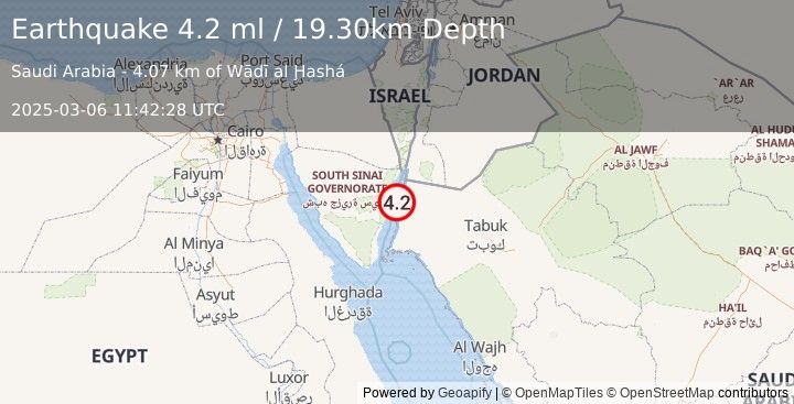 Earthquake EGYPT (4.2 ml) (2025-03-06 11:42:28 UTC)