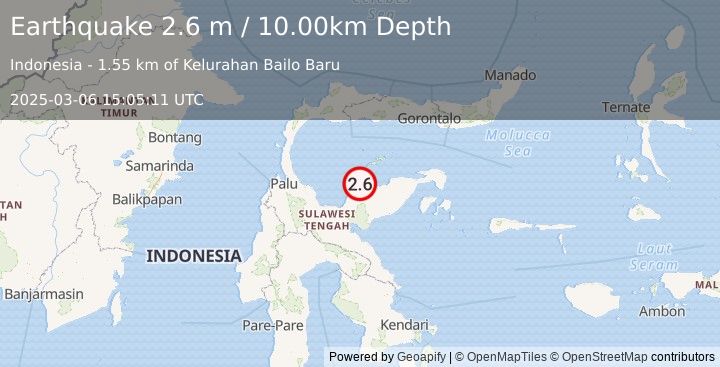 Earthquake SULAWESI, INDONESIA (2.6 m) (2025-03-06 15:05:11 UTC)