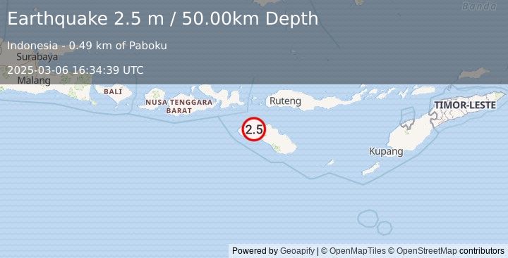 Earthquake SUMBA REGION, INDONESIA (2.5 m) (2025-03-06 16:34:39 UTC)