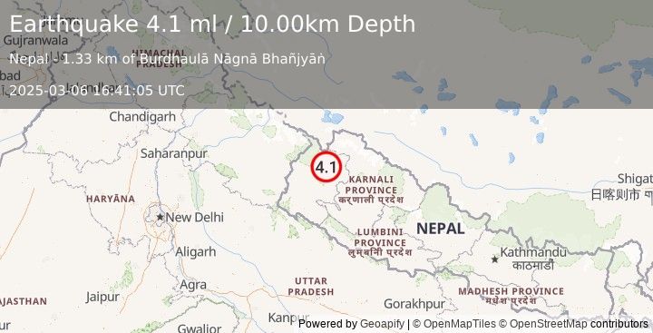 Earthquake NEPAL (4.1 ml) (2025-03-06 16:41:05 UTC)