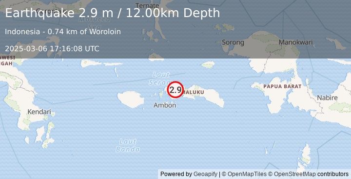 Earthquake SERAM, INDONESIA (2.9 m) (2025-03-06 17:16:08 UTC)