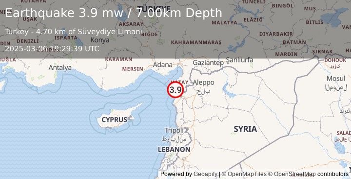 Earthquake CENTRAL TURKEY (3.9 mw) (2025-03-06 19:29:39 UTC)