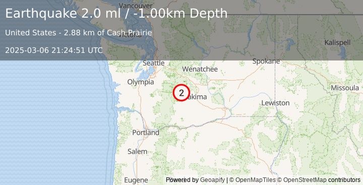 Earthquake WASHINGTON (2.0 ml) (2025-03-06 21:24:51 UTC)