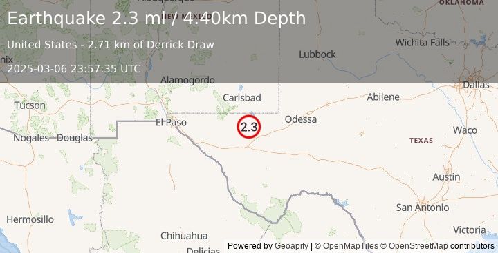 Earthquake WESTERN TEXAS (2.3 ml) (2025-03-06 23:57:35 UTC)