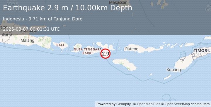 Earthquake SUMBAWA REGION, INDONESIA (2.9 m) (2025-03-07 00:01:31 UTC)