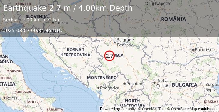 Earthquake SERBIA (2.7 m) (2025-03-07 00:34:45 UTC)