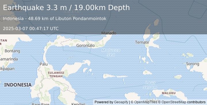 Earthquake MOLUCCA SEA (3.3 m) (2025-03-07 00:47:17 UTC)