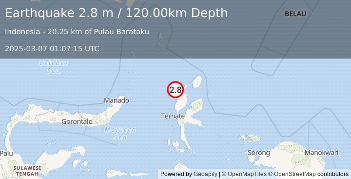 Earthquake HALMAHERA, INDONESIA (2.8 m) (2025-03-07 01:07:15 UTC)