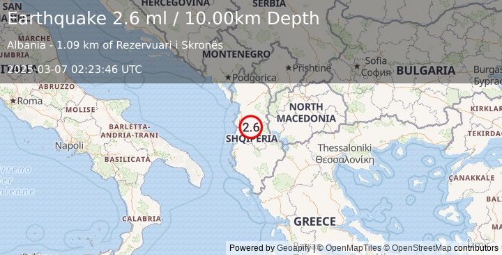 Earthquake ALBANIA (2.7 ml) (2025-03-07 02:23:47 UTC)