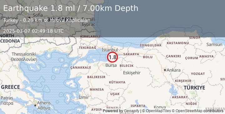 Earthquake WESTERN TURKEY (1.8 ml) (2025-03-07 02:49:18 UTC)