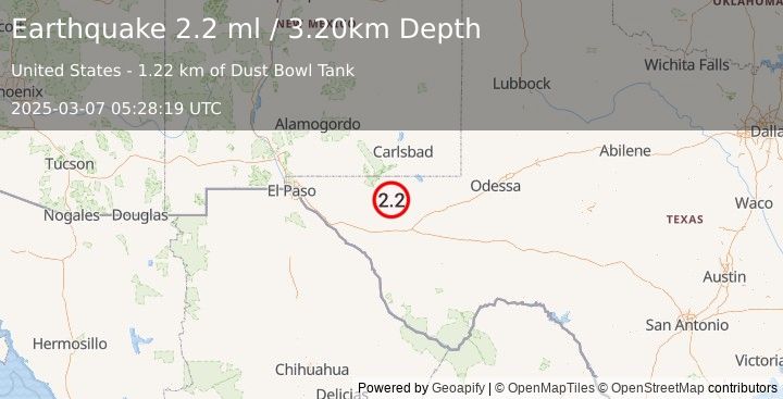 Earthquake WESTERN TEXAS (2.2 ml) (2025-03-07 05:28:19 UTC)