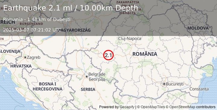 Earthquake ROMANIA (2.1 ml) (2025-03-07 07:21:02 UTC)