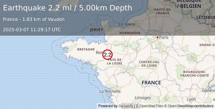 Earthquake FRANCE (2.2 ml) (2025-03-07 11:29:17 UTC)