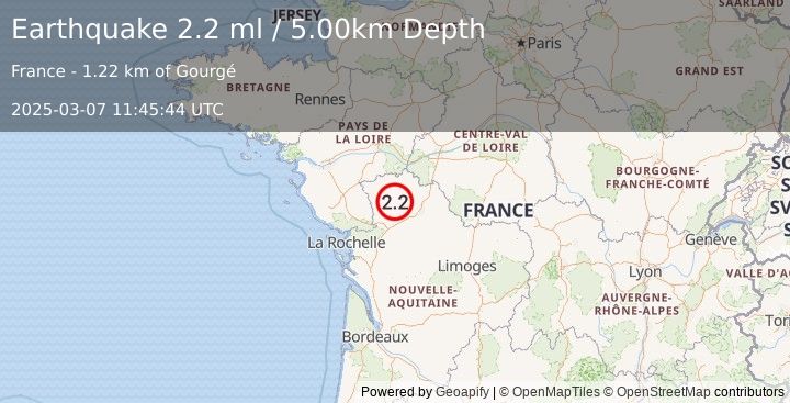 Earthquake FRANCE (2.2 ml) (2025-03-07 11:45:44 UTC)