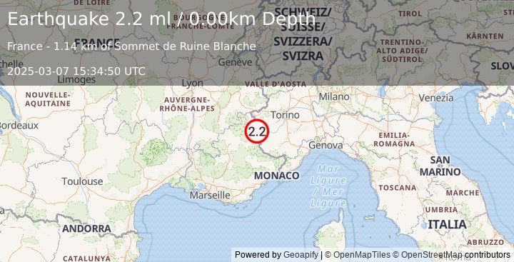 Earthquake FRANCE (2.2 ml) (2025-03-07 15:34:50 UTC)