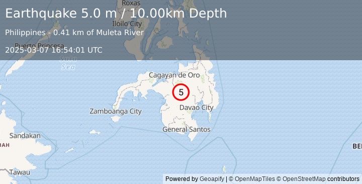 Earthquake MINDANAO, PHILIPPINES (4.7 mb) (2025-03-07 16:53:59 UTC)