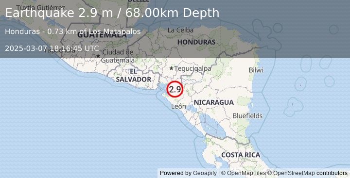 Earthquake HONDURAS (2.9 m) (2025-03-07 18:16:45 UTC)