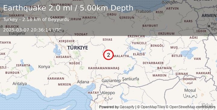 Earthquake CENTRAL TURKEY (2.0 ml) (2025-03-07 20:36:14 UTC)