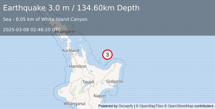 Earthquake OFF E. COAST OF N. ISLAND, N.Z. (3.0 m) (2025-03-08 02:46:20 UTC)