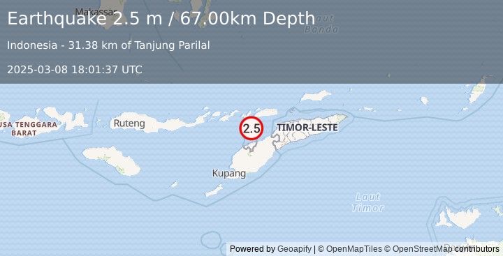 Earthquake KEPULAUAN ALOR, INDONESIA (2.5 m) (2025-03-08 18:01:37 UTC)