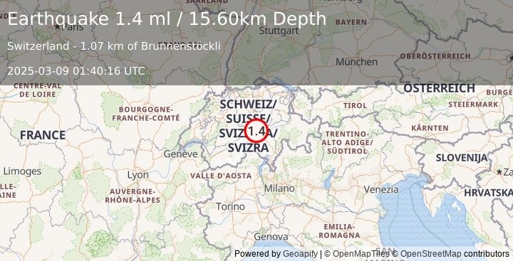 Earthquake SWITZERLAND (1.4 ml) (2025-03-09 01:40:16 UTC)