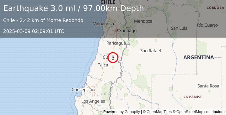 Earthquake MAULE, CHILE (3.0 ml) (2025-03-09 02:09:01 UTC)