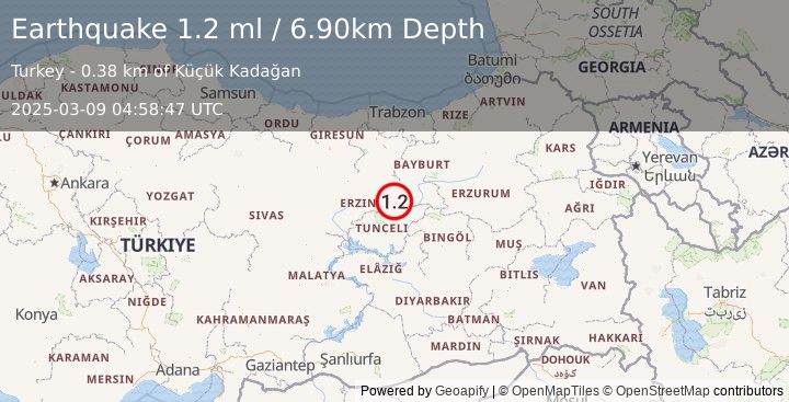 Earthquake EASTERN TURKEY (1.2 ml) (2025-03-09 04:58:47 UTC)