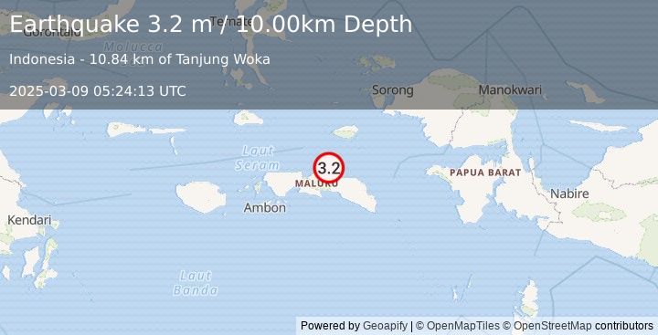 Earthquake SERAM, INDONESIA (3.2 m) (2025-03-09 05:24:13 UTC)