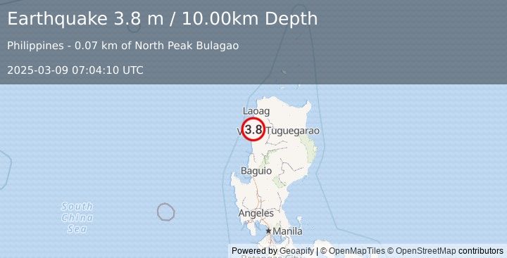 Earthquake LUZON, PHILIPPINES (3.8 m) (2025-03-09 07:04:10 UTC)