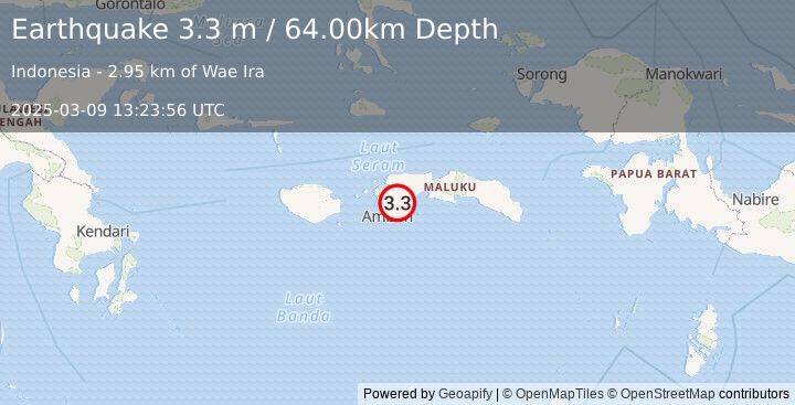 Earthquake SERAM, INDONESIA (3.3 m) (2025-03-09 13:23:56 UTC)