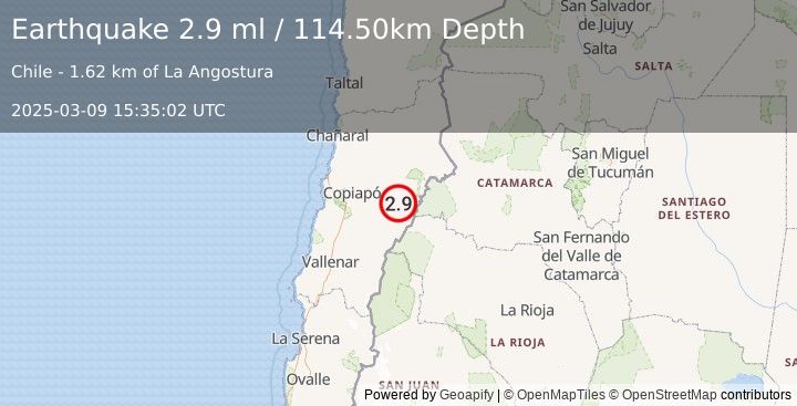 Earthquake ATACAMA, CHILE (2.9 ml) (2025-03-09 15:35:02 UTC)