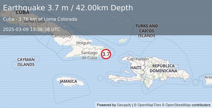 Earthquake CUBA REGION (3.7 m) (2025-03-09 15:36:38 UTC)