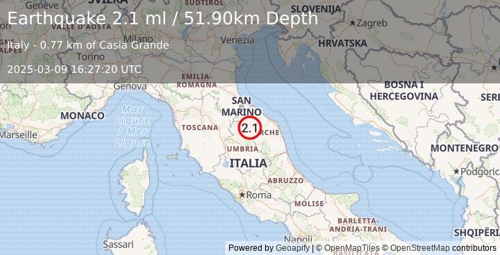 Earthquake CENTRAL ITALY (2.1 ml) (2025-03-09 16:27:20 UTC)