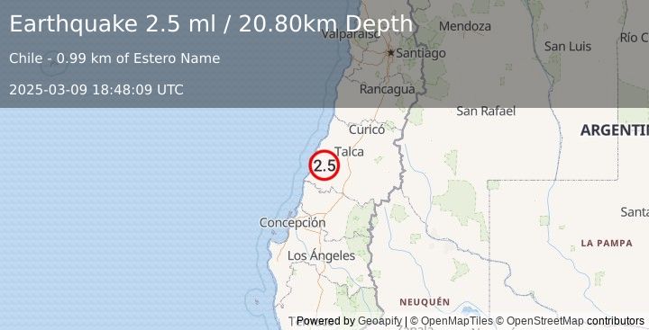 Earthquake MAULE, CHILE (2.5 ml) (2025-03-09 18:48:09 UTC)